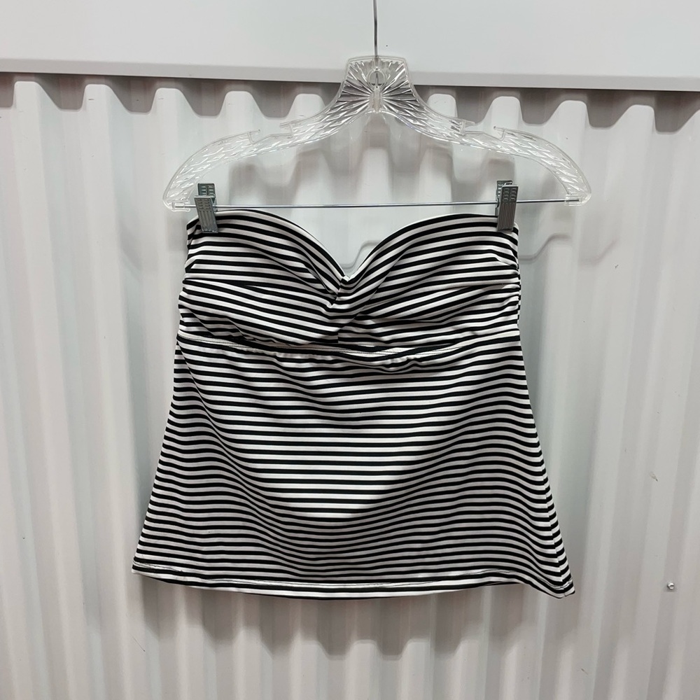 Mossimo Supply Black and White Striped Tankini Top Size Large